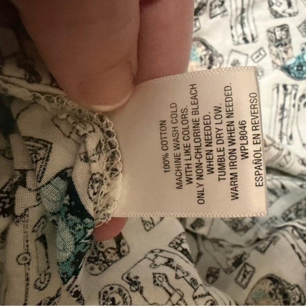 Style & Co Button Down Shirt Womens Medium Travel Print Tie Front Excellent - Picture 8 of 10